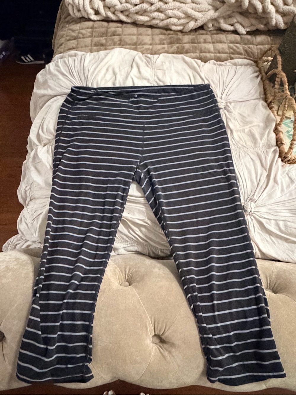 Athleta Black and Gray Striped Girls' Leggings